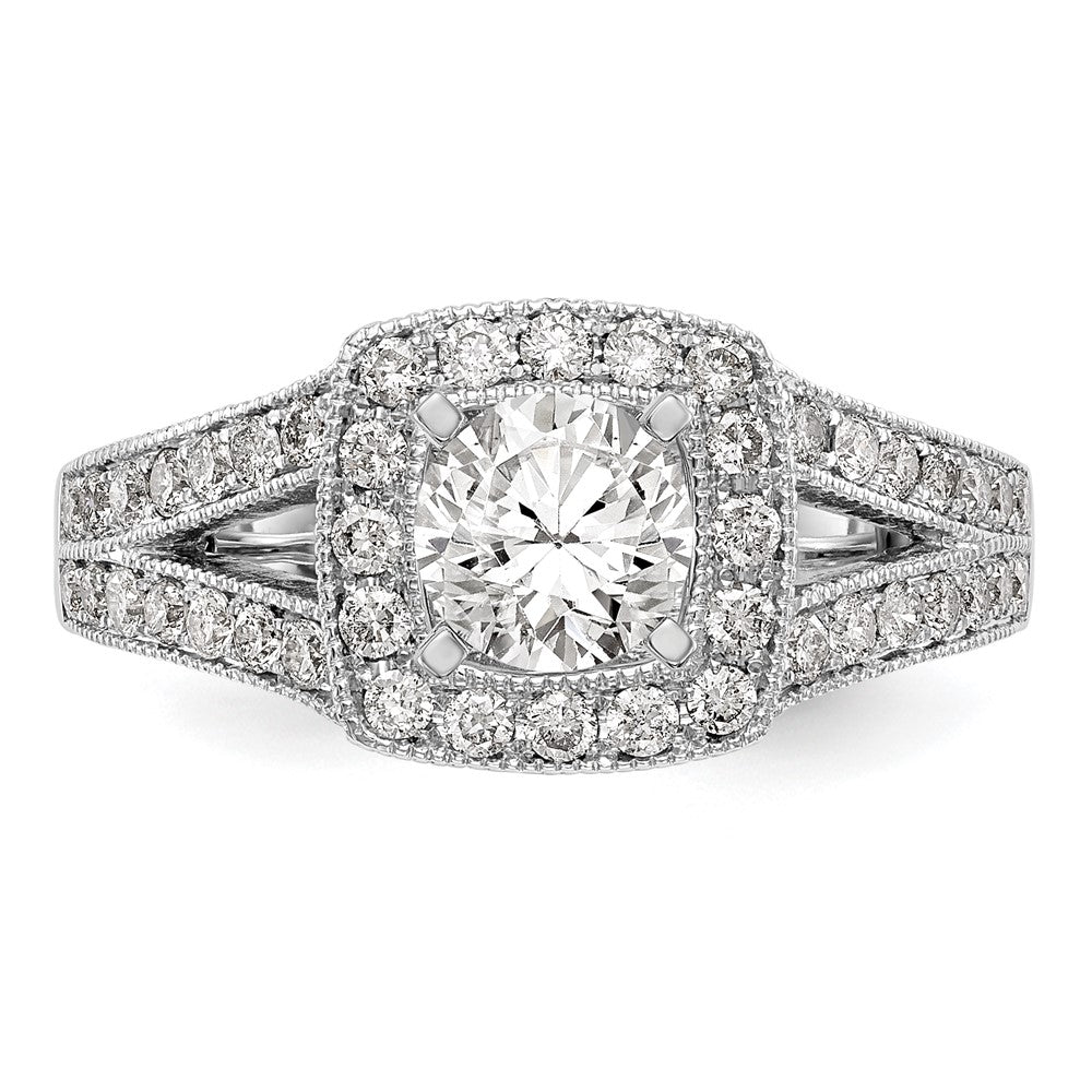 0.62ct. CZ Solid Real 14K White Gold Peg Set Cushion Halo Engagement Ring