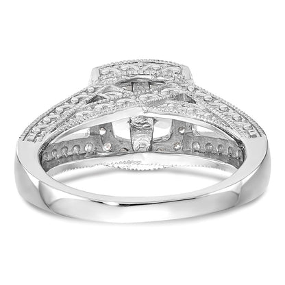 0.62ct. CZ Solid Real 14K White Gold Peg Set Cushion Halo Engagement Ring