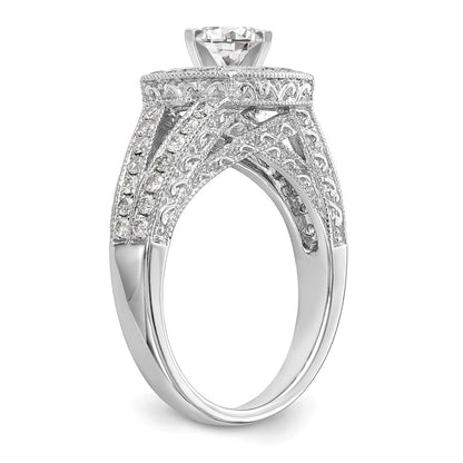 0.62ct. CZ Solid Real 14K White Gold Peg Set Cushion Halo Engagement Ring