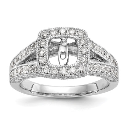 0.62ct. CZ Solid Real 14K White Gold Peg Set Cushion Halo Engagement Ring
