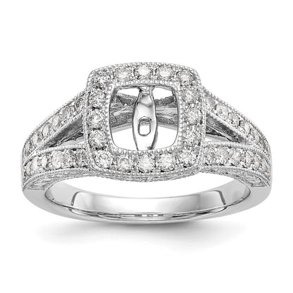 0.62ct. CZ Solid Real 14K White Gold Peg Set Cushion Halo Engagement Ring