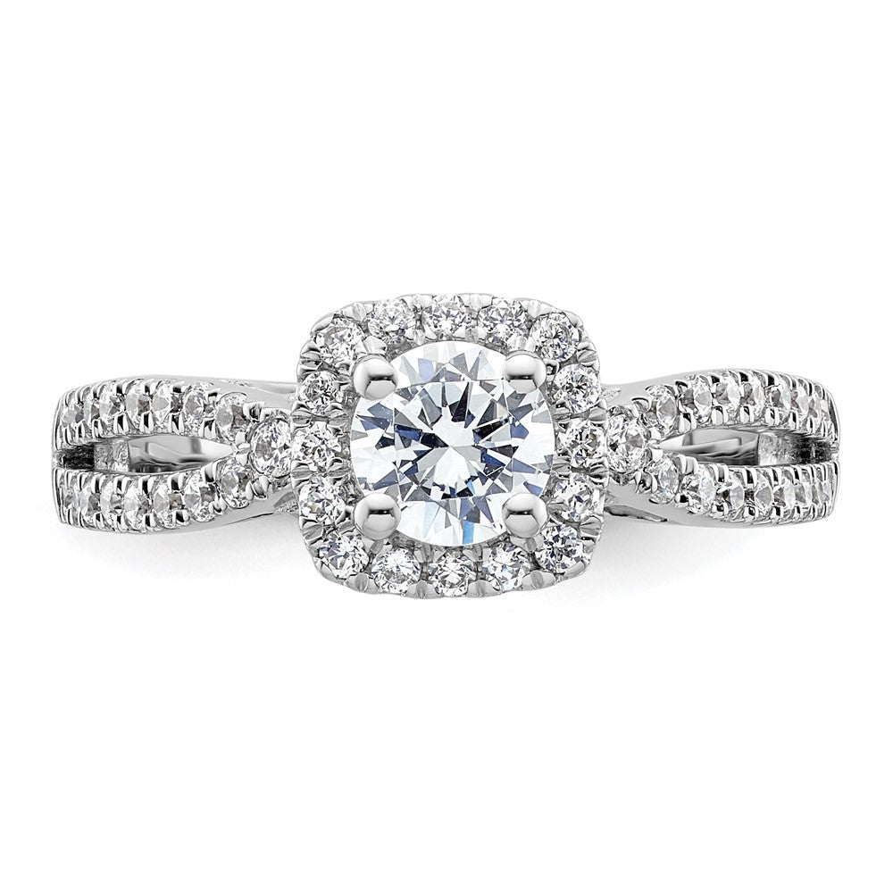 0.50ct. CZ Solid Real 14K White Gold Round Cushion Halo Engagement Ring