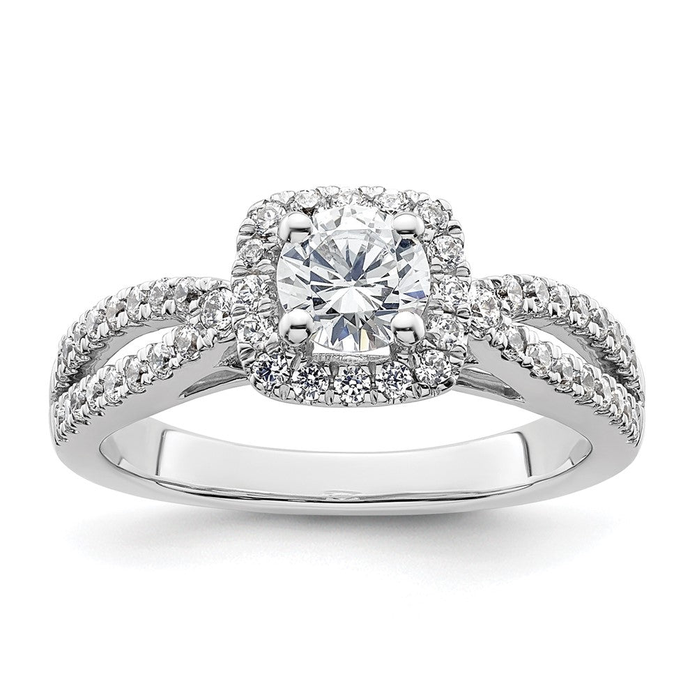 0.50ct. CZ Solid Real 14K White Gold Round Cushion Halo Engagement Ring