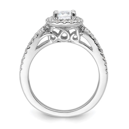 0.75ct. CZ Solid Real 14K White Gold Round Cushion Halo Engagement Ring