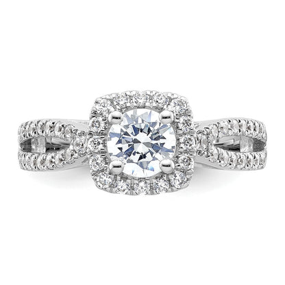 0.75ct. CZ Solid Real 14K White Gold Round Cushion Halo Engagement Ring