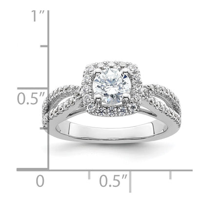 0.75ct. CZ Solid Real 14K White Gold Round Cushion Halo Engagement Ring