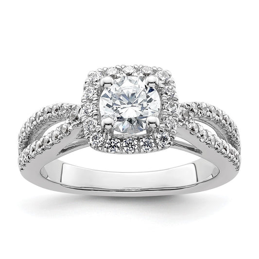 0.75ct. CZ Solid Real 14K White Gold Round Cushion Halo Engagement Ring