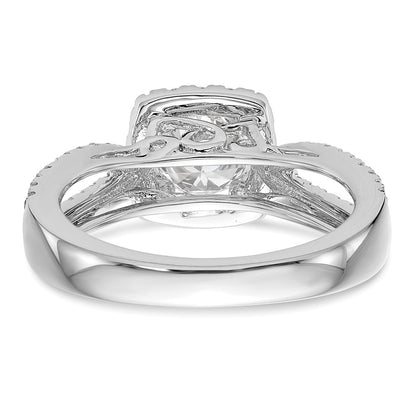14kw Round Simulated Diamond Cushion Halo Engagement Ring