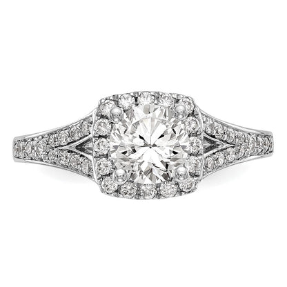 14k White Gold 3/8 Ct. Lab Grown Diamond VS/SI+ G+ 1 Ct. Center Round Halo Engagement Ring