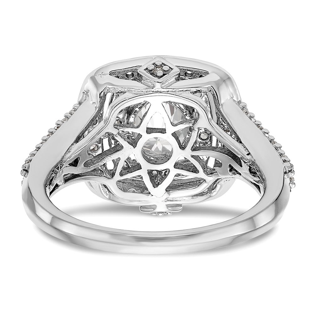 1.00ct. CZ Solid Real 14K White Gold Round Cushion Halo Engagement Ring