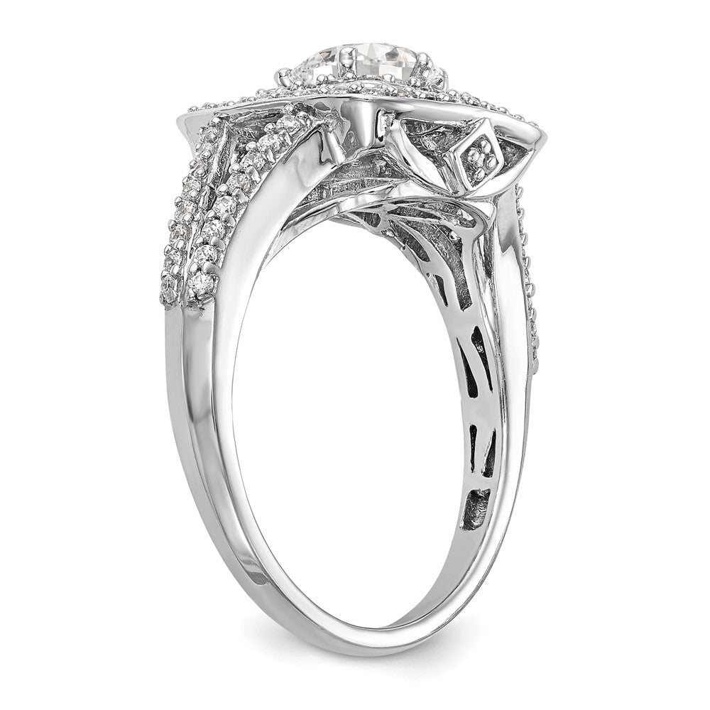 1.00ct. CZ Solid Real 14K White Gold Round Cushion Halo Engagement Ring