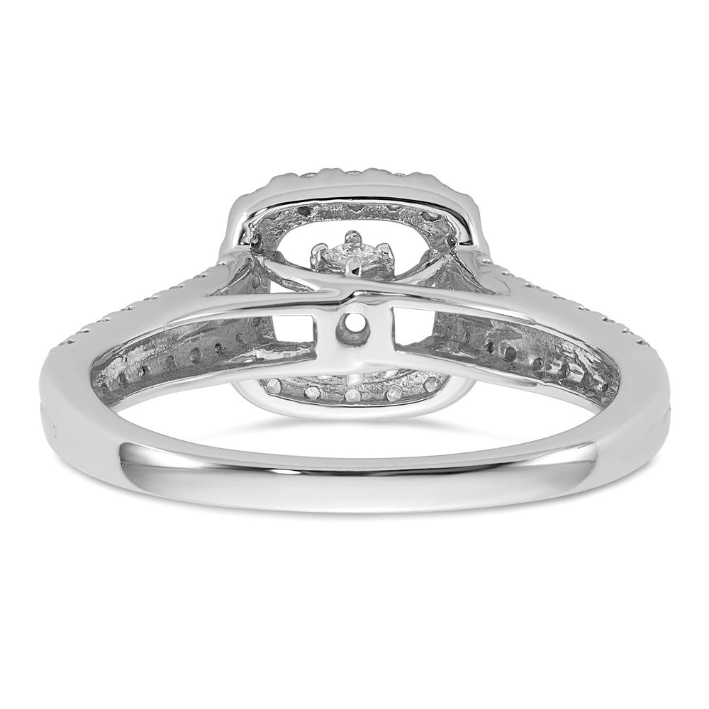 0.53ct. CZ Solid Real 14K White Gold Peg Set Cushion Halo Engagement Ring