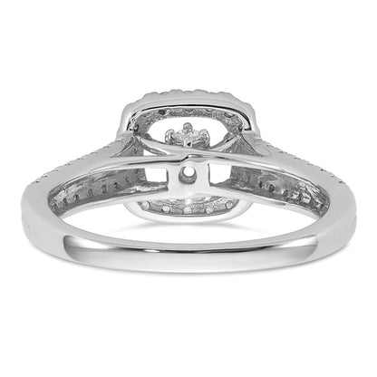 0.53ct. CZ Solid Real 14K White Gold Peg Set Cushion Halo Engagement Ring