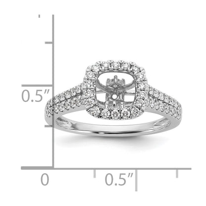 0.53ct. CZ Solid Real 14K White Gold Peg Set Cushion Halo Engagement Ring