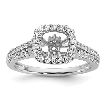 0.53ct. CZ Solid Real 14K White Gold Peg Set Cushion Halo Engagement Ring
