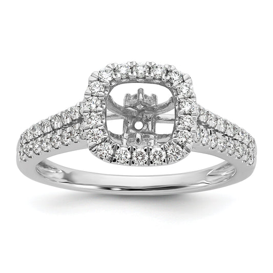 14kw Peg Set Simulated Diamond Cushion Halo Engagement Ring