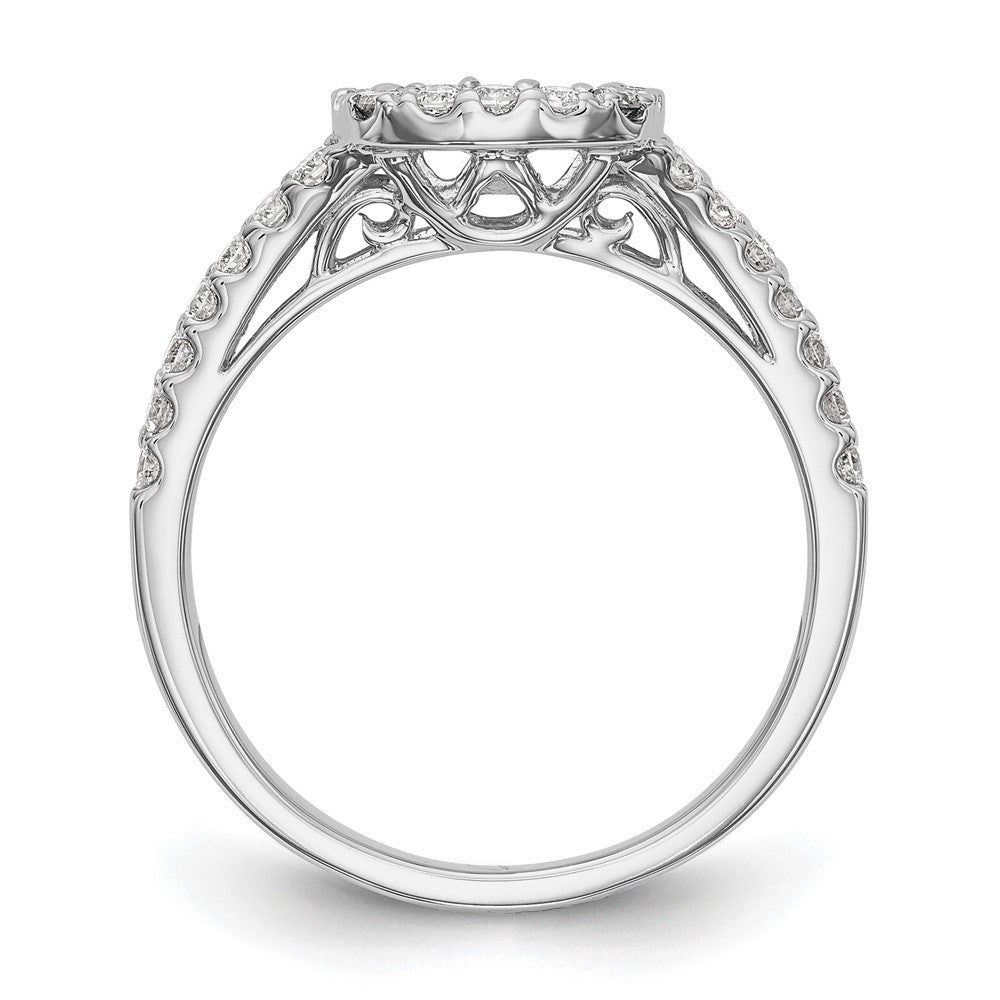 0.75ct. CZ Solid Real 14K White Gold Peg Set Dia Cushion Halo Engagement Ring