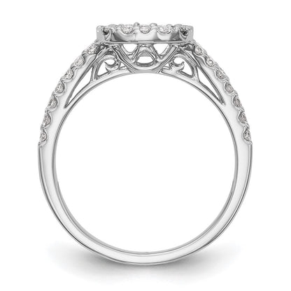 0.75ct. CZ Solid Real 14K White Gold Peg Set Dia Cushion Halo Engagement Ring