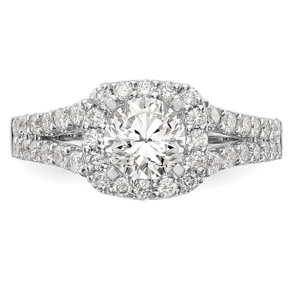 0.75ct. CZ Solid Real 14K White Gold Peg Set Dia Cushion Halo Engagement Ring