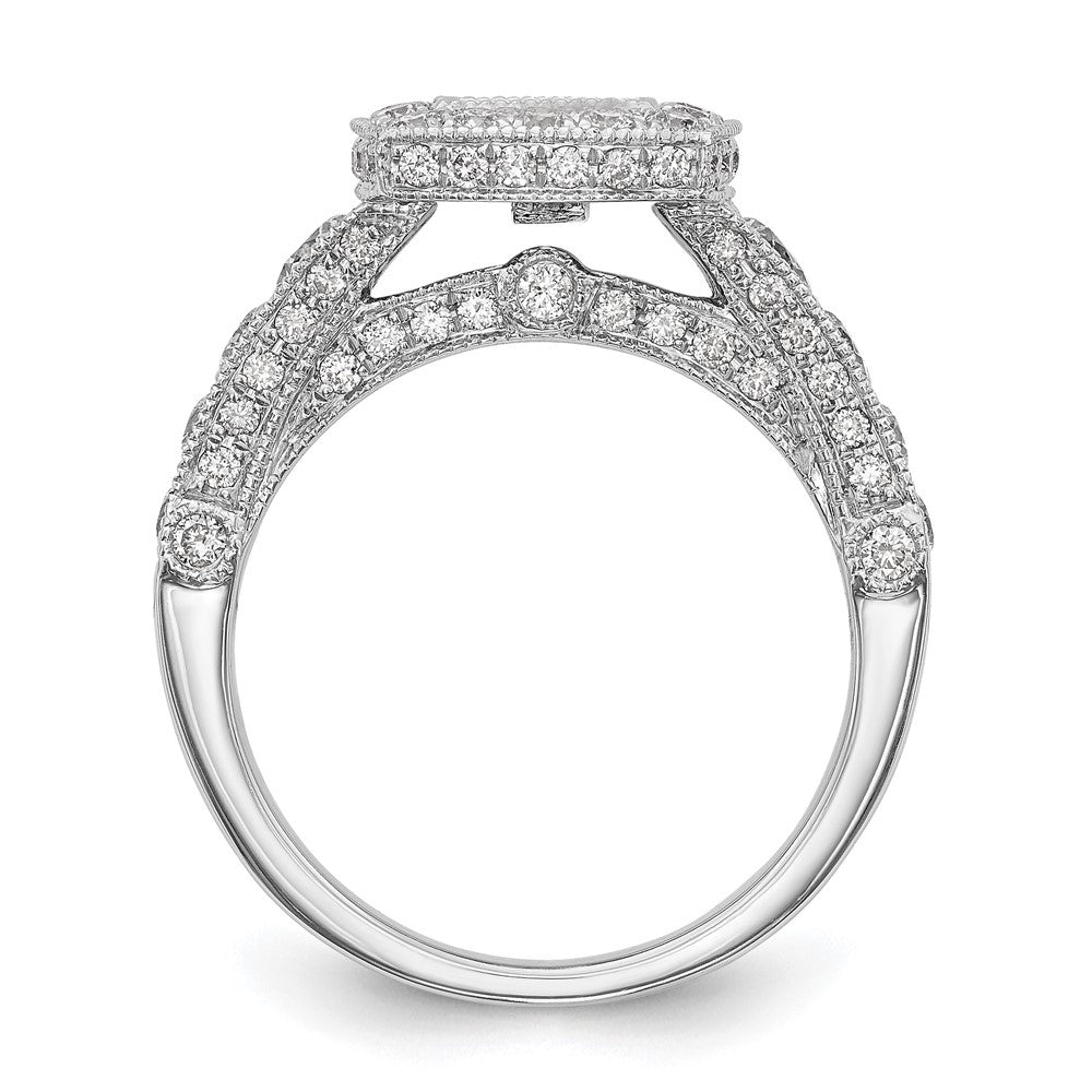 1.50ct. CZ Solid Real 14K White Gold Peg Set Cushion Halo Engagement Ring