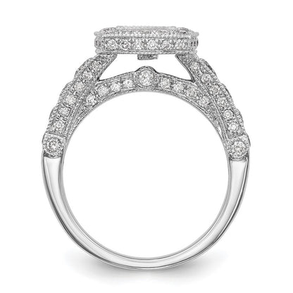 1.50ct. CZ Solid Real 14K White Gold Peg Set Cushion Halo Engagement Ring