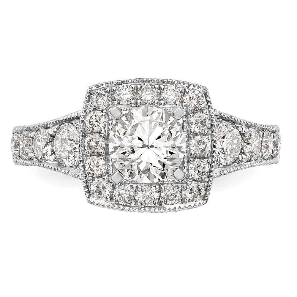 1.50ct. CZ Solid Real 14K White Gold Peg Set Cushion Halo Engagement Ring