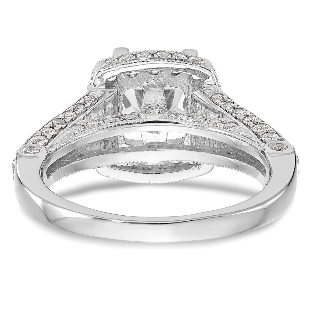 1.50ct. CZ Solid Real 14K White Gold Peg Set Cushion Halo Engagement Ring