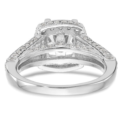 1.50ct. CZ Solid Real 14K White Gold Peg Set Cushion Halo Engagement Ring