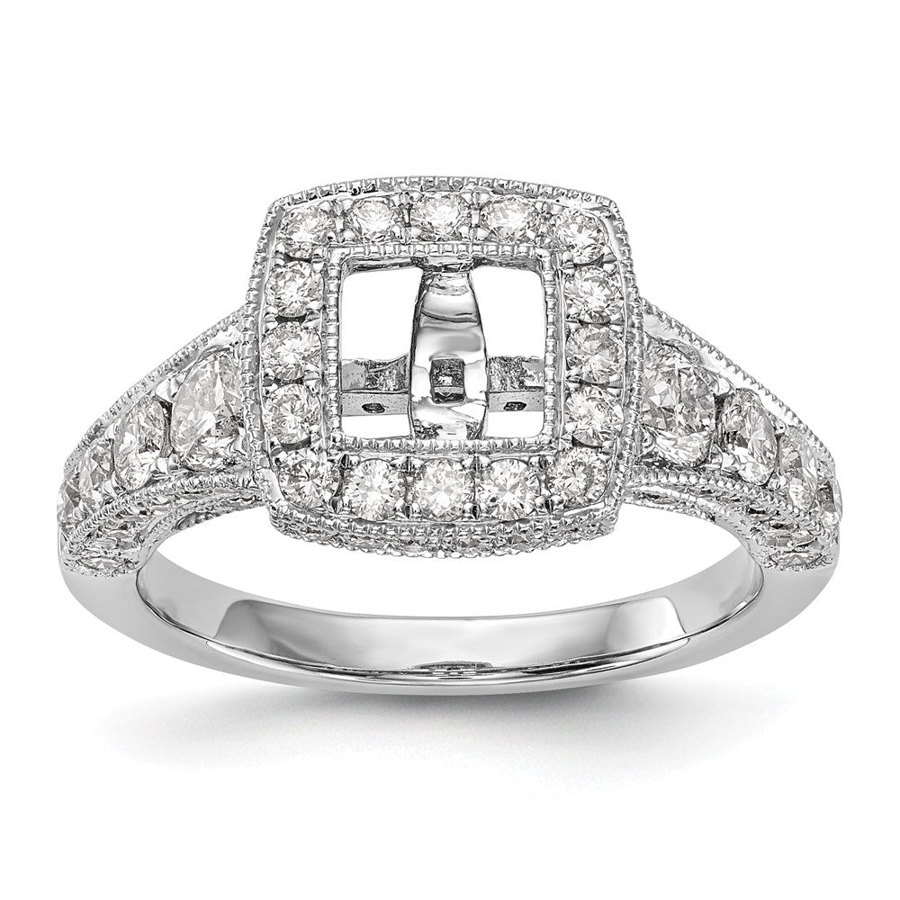 1.50ct. CZ Solid Real 14K White Gold Peg Set Cushion Halo Engagement Ring