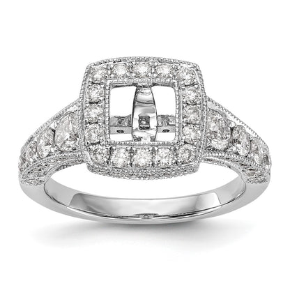 1.50ct. CZ Solid Real 14K White Gold Peg Set Cushion Halo Engagement Ring