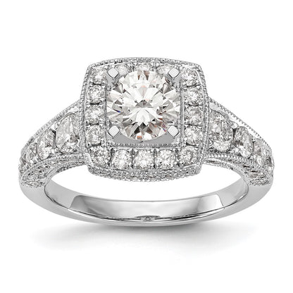 1.50ct. CZ Solid Real 14K White Gold Peg Set Cushion Halo Engagement Ring