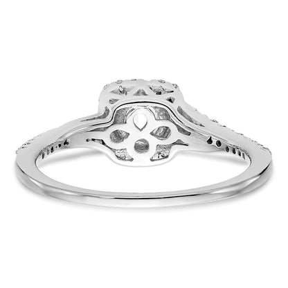 14K White Gold Lab Grown VS/SI+ G+ Diamond Cushion Halo Engagement Ring