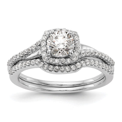14K White Gold Lab Grown VS/SI+ G+ Diamond Cushion Halo Engagement Ring