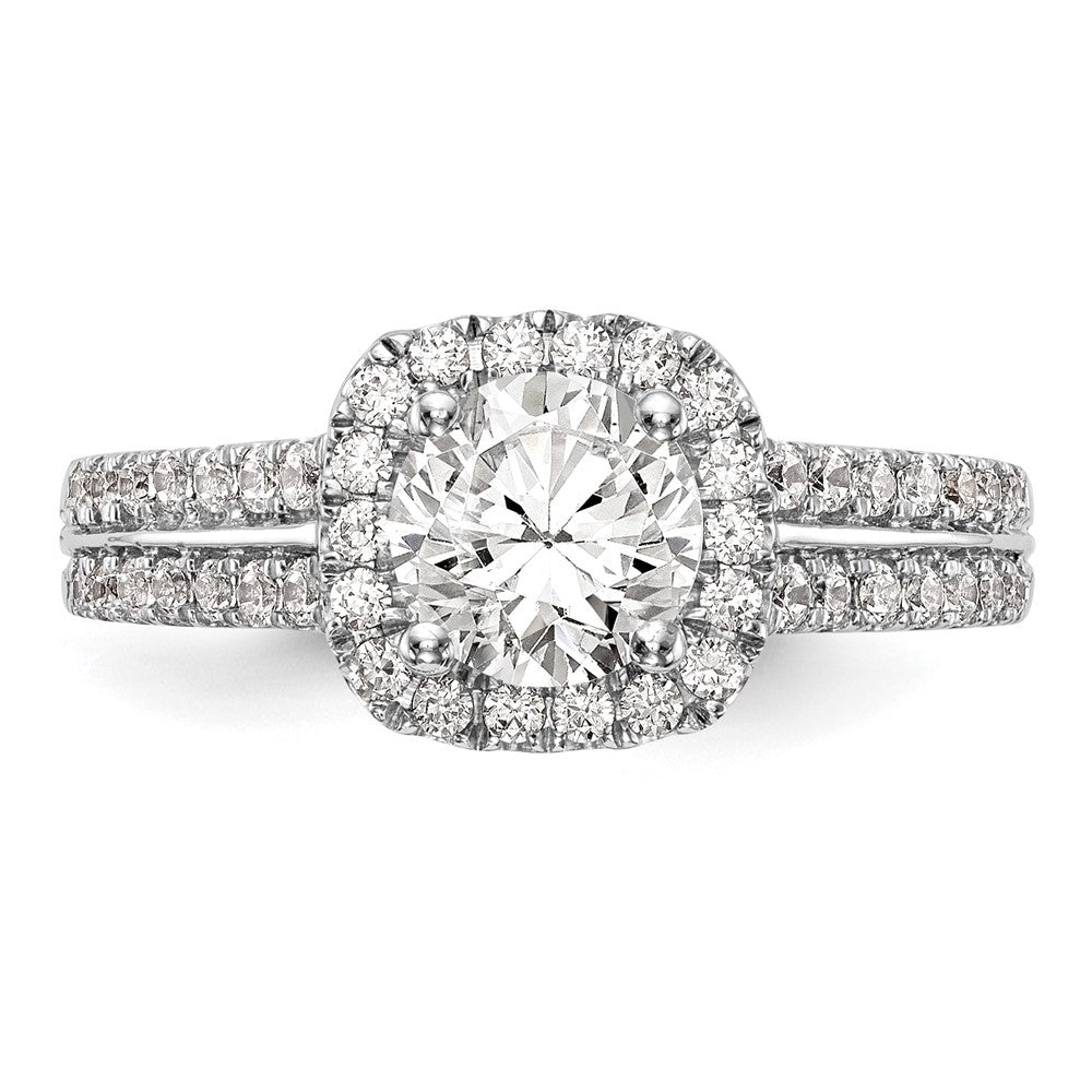 1.00ct. CZ Solid Real 14K White Gold Cushion Halo Engagement Ring
