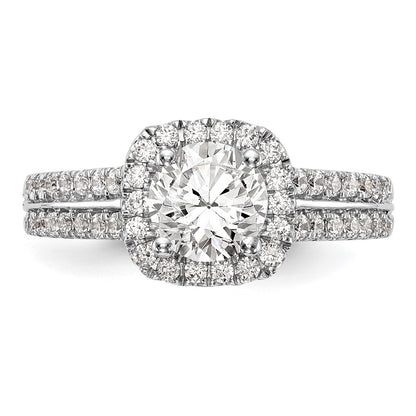 1.00ct. CZ Solid Real 14K White Gold Cushion Halo Engagement Ring