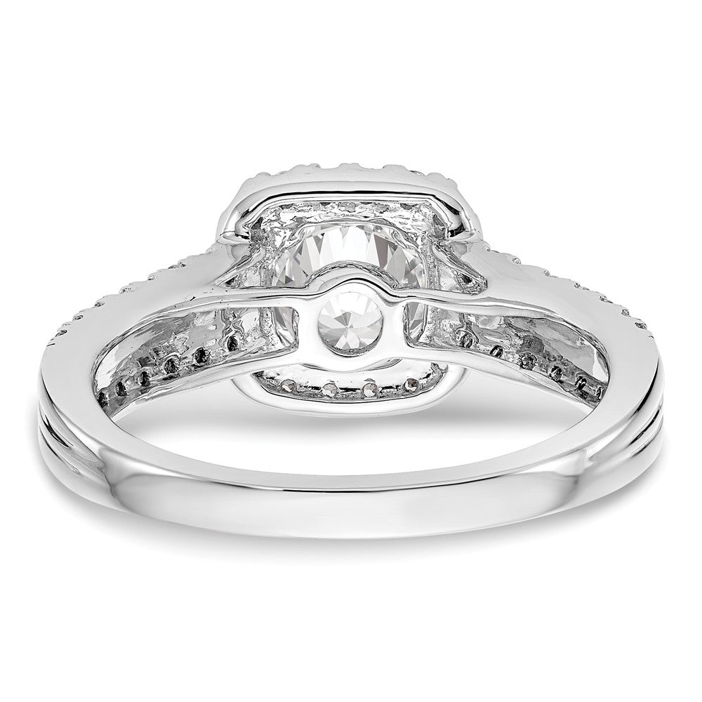 1.00ct. CZ Solid Real 14K White Gold Cushion Halo Engagement Ring