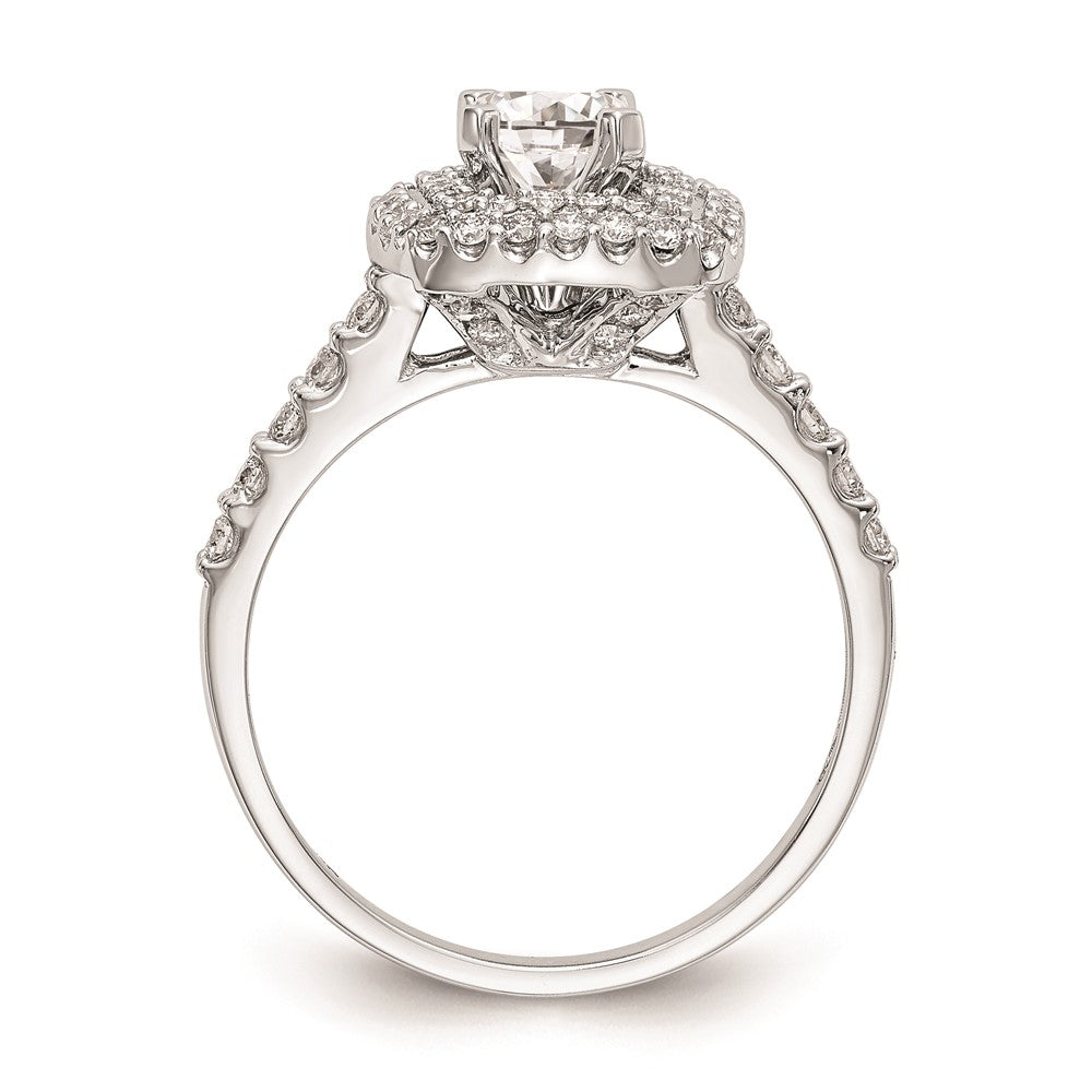 14K White Gold Simulated Diamond Double Cushion HaloEngagement Ring