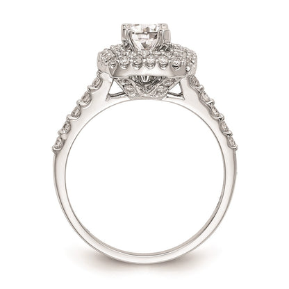 14K White Gold Simulated Diamond Double Cushion HaloEngagement Ring