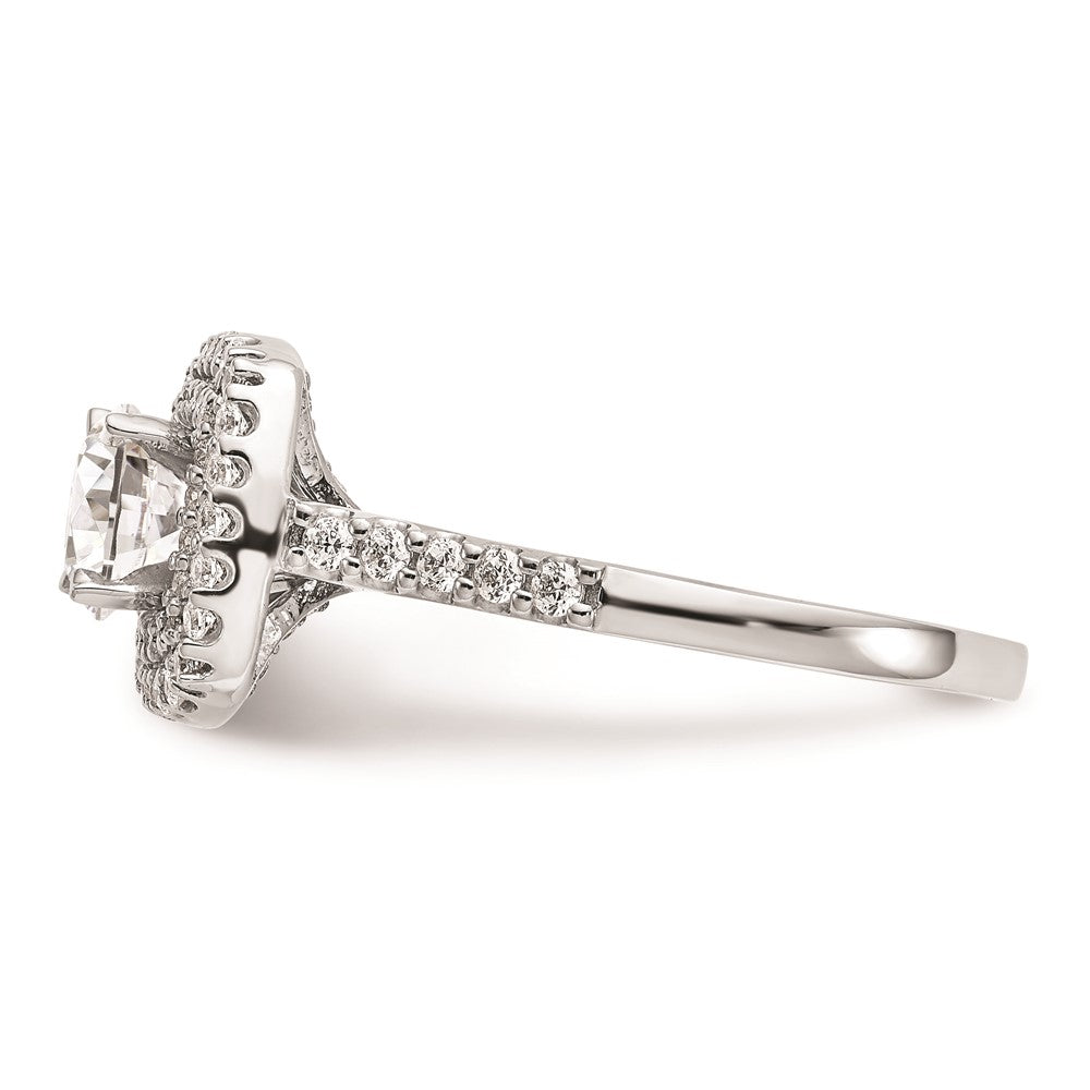 14K White Gold Simulated Diamond Double Cushion HaloEngagement Ring
