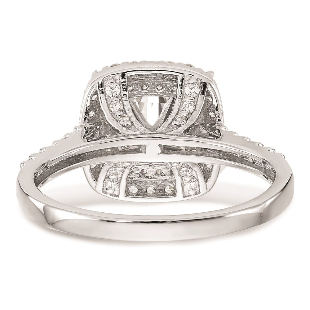 14K White Gold Simulated Diamond Double Cushion HaloEngagement Ring