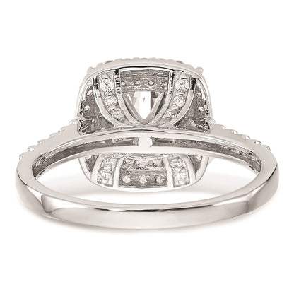 14K White Gold Simulated Diamond Double Cushion HaloEngagement Ring