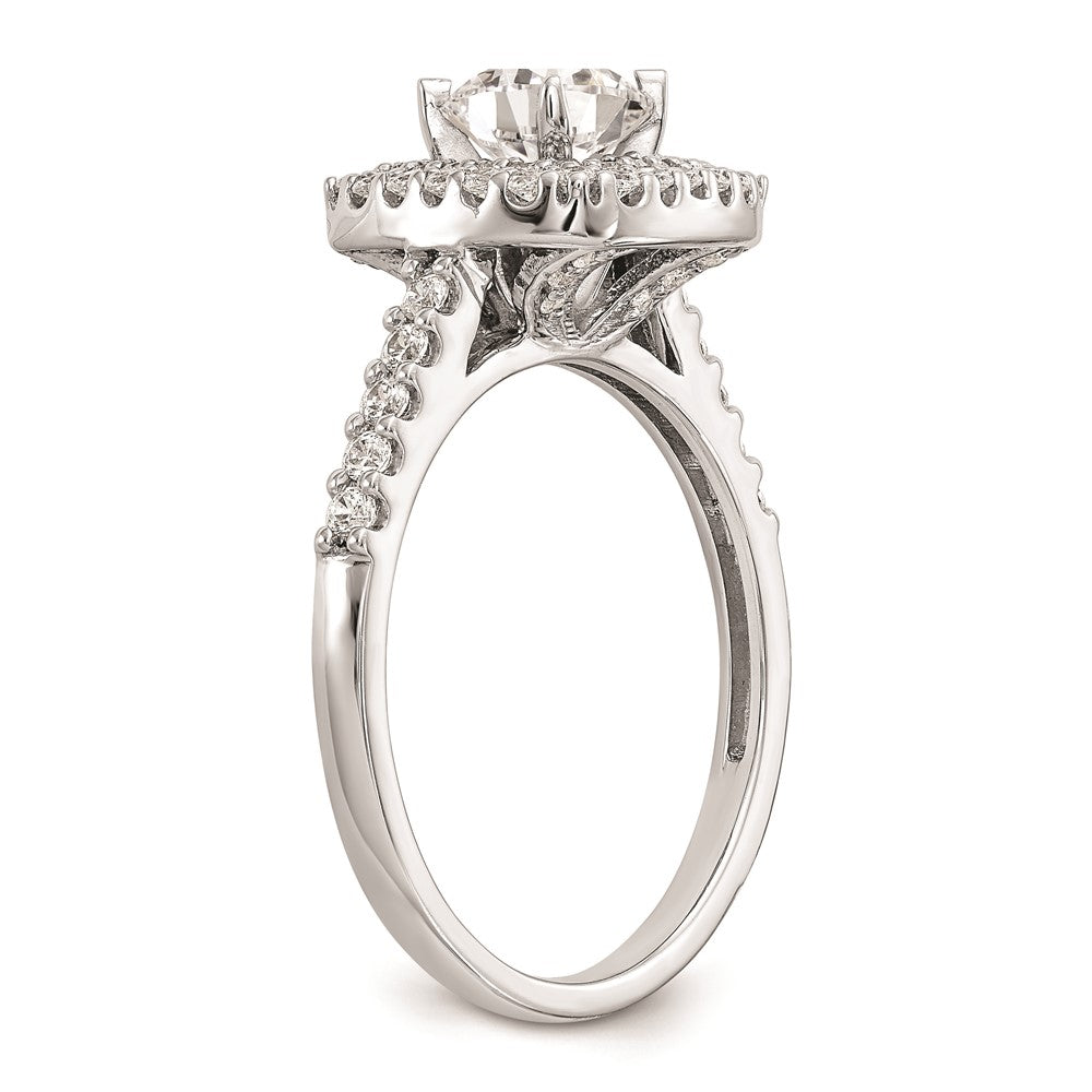 14K White Gold Simulated Diamond Double Cushion HaloEngagement Ring