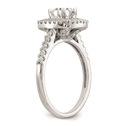 14K White Gold Simulated Diamond Double Cushion HaloEngagement Ring