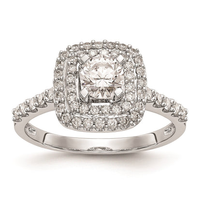 14K White Gold Simulated Diamond Double Cushion HaloEngagement Ring