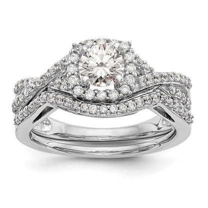 14k White Gold 3/4 Ct. Lab Grown Diamond VS/SI+ G+ Round Double Halo Engagement Ring