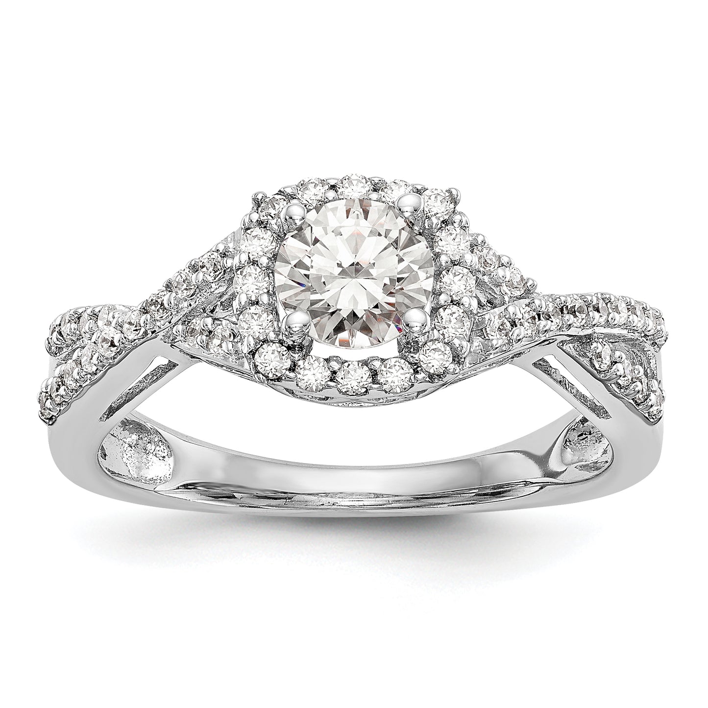 14k White Gold 3/4 Ct. Lab Grown Diamond VS/SI+ G+ Round Double Halo Engagement Ring