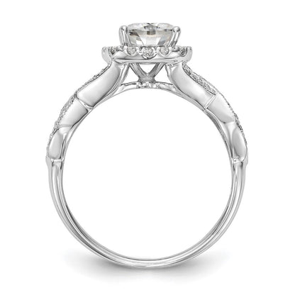1.00ct. CZ Solid Real 14K White Gold Halo Engagement Ring
