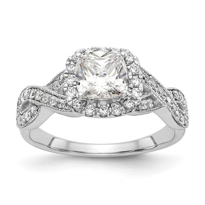 1.00ct. CZ Solid Real 14K White Gold Halo Engagement Ring