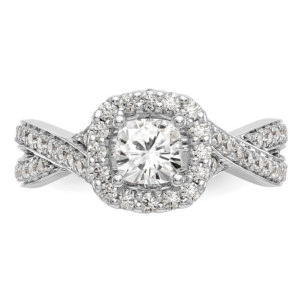 0.50ct. CZ Solid Real 14K White Gold Cushion Halo Engagement Ring