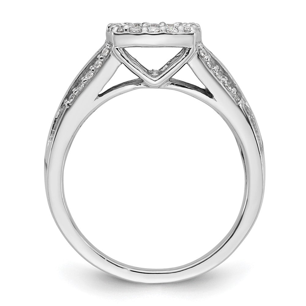 14kw Peg Set Diamond and Sapphire CZ Cushion Halo Engagement Ring